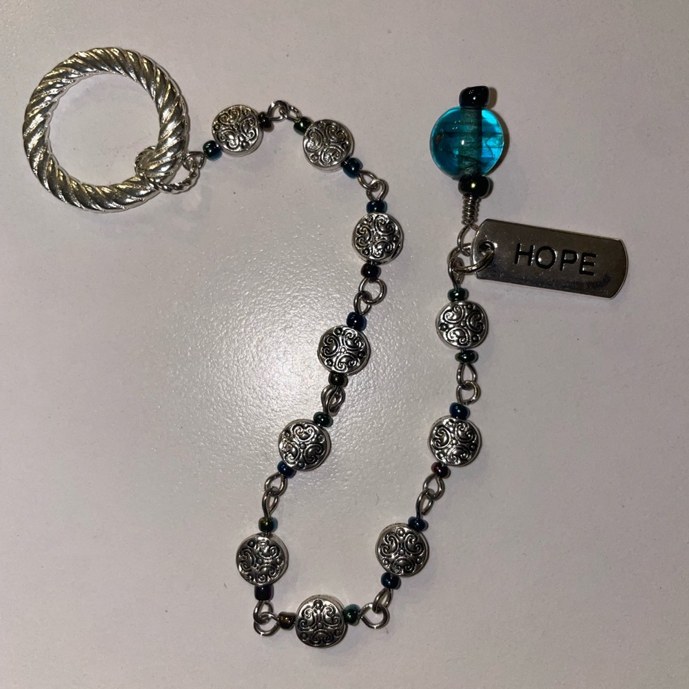 Silver Beaded Prayer/Rosary chain with Hope Charm
